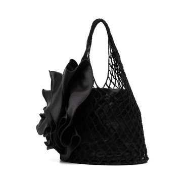 Crochet Flower Mini Bag Black