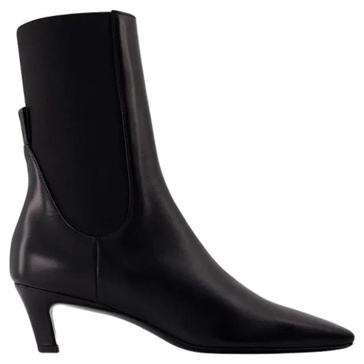 the mid heel boots - toteme - leather - black