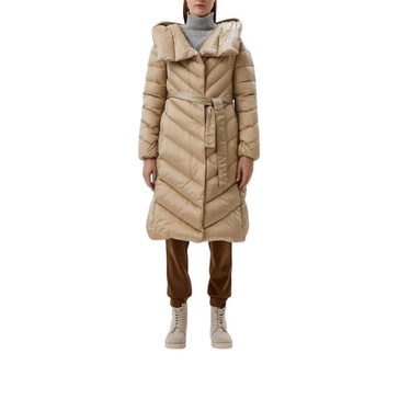 Long Beige Technical Jacket with Hood