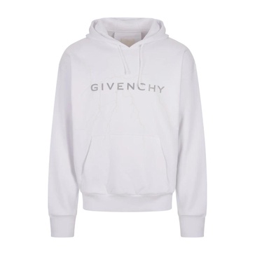 White Logo Print Hoodie Sweater