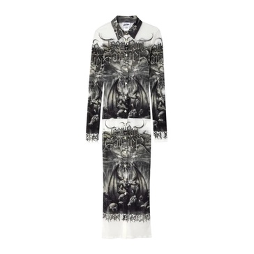 Printed Mesh Shirt Dress