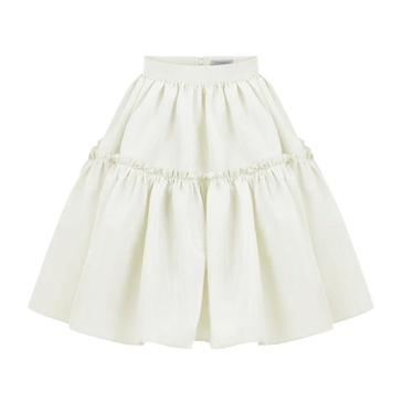 Natural Taffeta Midi Babydoll Skirt