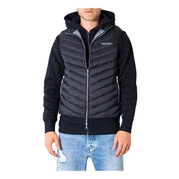 Black Sleeveless Zip-Up Jacket with Side Pockets