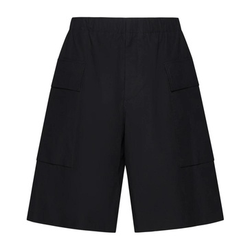 Black Poplin Ruched Detailing Shorts