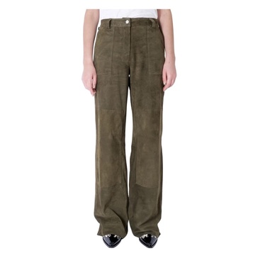 Military Green Leather Trousers Worker Pant Style