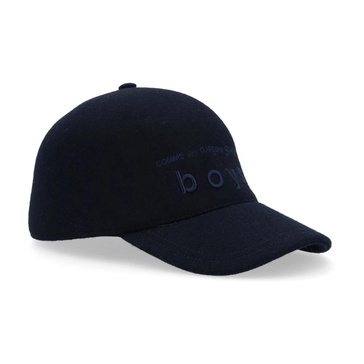 Navy Blue Wool Logo Embroidered Hat