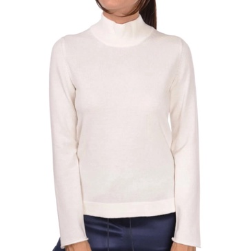 White Cashmere Turtleneck with Minimalist Design