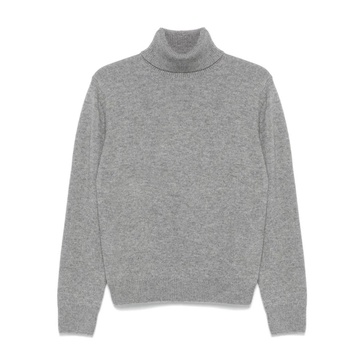 Grey Knitted Sweater with Roll Neck