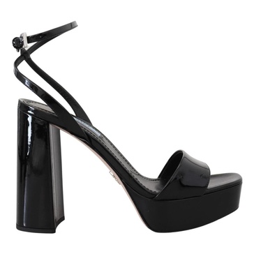 Black Patent Leather Platform Sandals