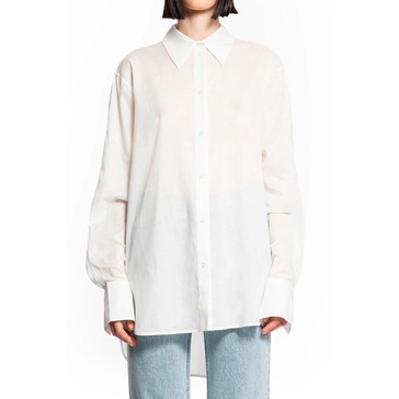 White Cotton Kimono-Sleeve Shirt