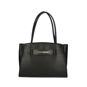 Logo Front Black Tote Bag with Three Compartments