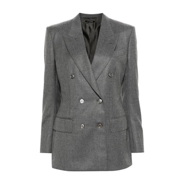 Grey Wool Jacket Peak Lapels