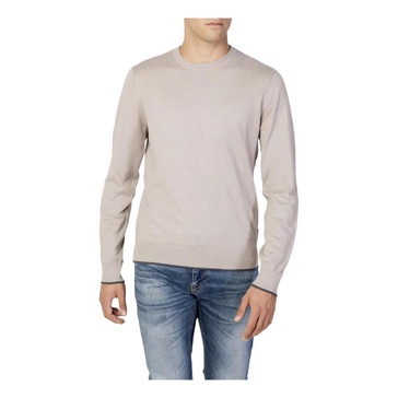 Beige Knitwear, Long Sleeves, Round Neck