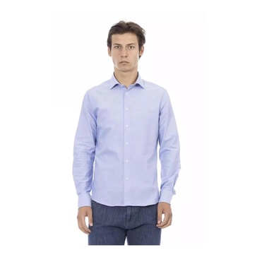 Light Blue Cotton Shirt Italian Collar