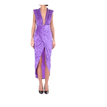 Purple Thigh-High Split Sleeveless Dress