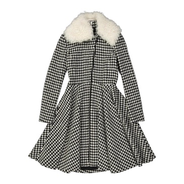 Flared Coat with Detachable Fur Collar