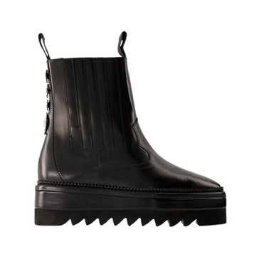 Black Leather Chelsea Boots for Women