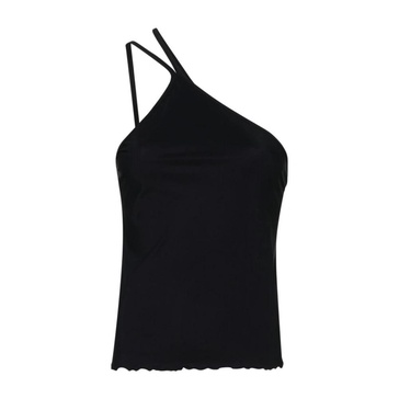 Black Asymmetric Sleeveless Top