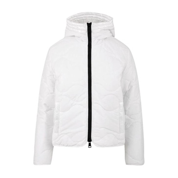 White Zip-Up Coat with Pockets and Snap Cuffs