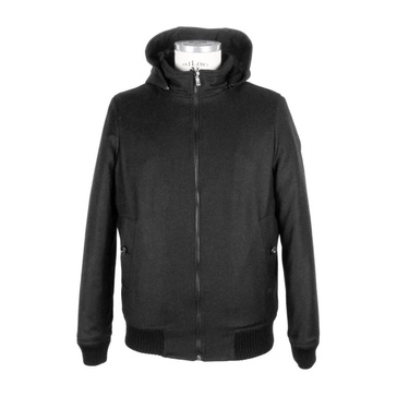 Luxurious Black Wool Padded Jacket