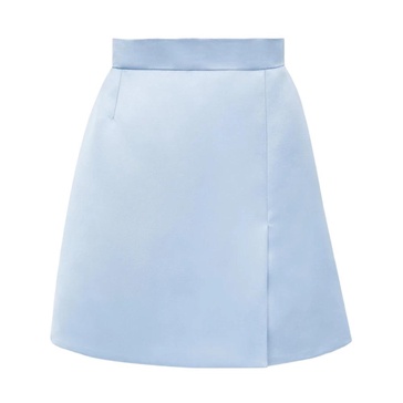 Blue Satin A-Line Mini Skirt