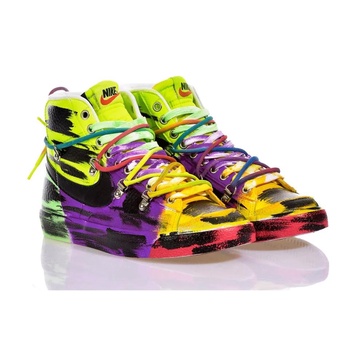 Handmade Fluorescent Sneakers Multicolour Violet