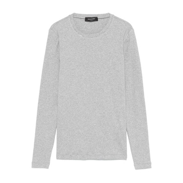 Grey Ribbed Crew Neck Long Sleeve