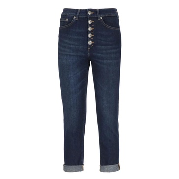 Blue Cotton Jeans with Jewel Buttons