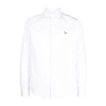 White Cotton Poplin Classic Shirt with Baby Fox Patch