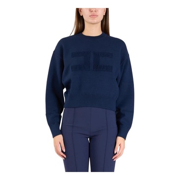 Cropped viscose sweatshirt with logo embroidery