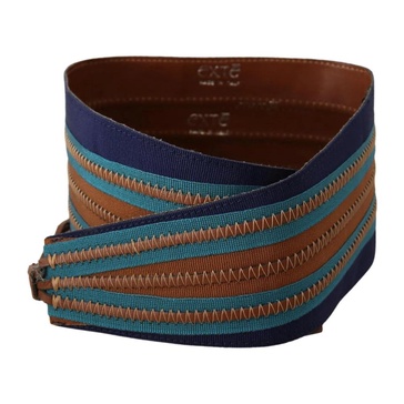 Italian Leather Waist Belt Brown Blue