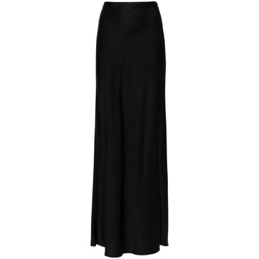 Black Satin Finish Floor-Length Skirt