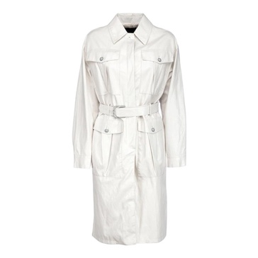 White Faux Leather Trench Coat