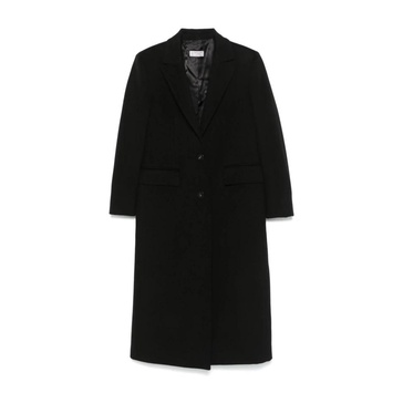 Black Wool Coat Peak Lapels