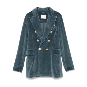 Light Blue Velvet Blazer Womens Jacket