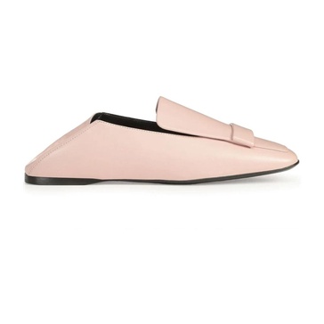 Pink Leather Sandals Square Toe