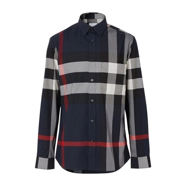 BURBERRY Men's Summerton Check Cotton Shirt - Blue FW23