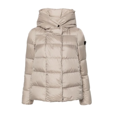 Quilted Beige Coat with Hood