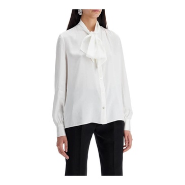 Silk Lavallière Blouse with Balloon Sleeves