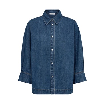 Dark Denim Shirt with 3/4 Sleeves