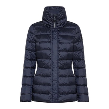 Quilted High Neck Blue Down Jacket for Women