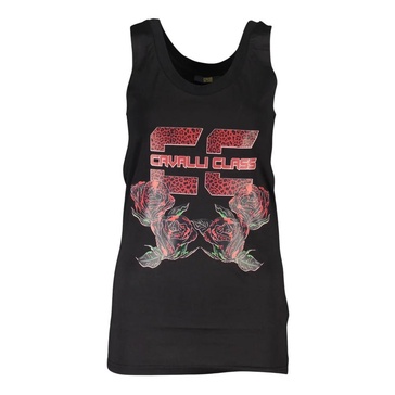 Black Printed Tank with Logo Detail