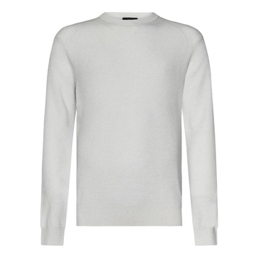 Ribbed crewneck white sweater made in Italy