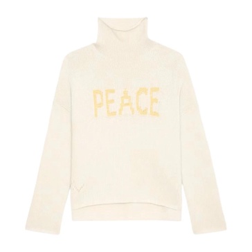 Yellow Knit Jumper with Peace Message