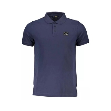 Blue Cotton Polo Shirt with Applique