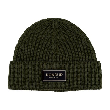 Ribbed Wool Hat with Fabric Logo