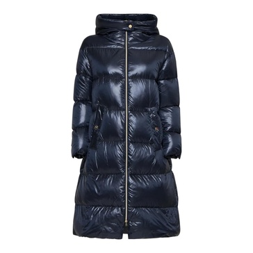 Navy Blue Quilted Parka Coat