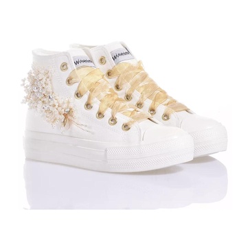 White Lace Platform Sneakers