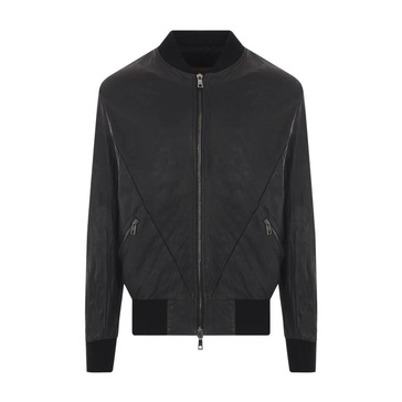 Black Leather Bomber Jacket