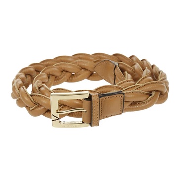 Woven Leather Belt with Golden Closure